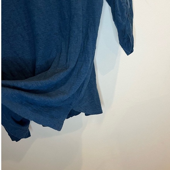 Adrienne Vittadini Womens 2X Blue 100% Linen 3/4 Sleeve Button Back‎ Knit Top - Picture 7 of 7